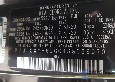 2025 Kia Telluride S z USA, uszkodzony, nr VIN 5XYP6DGC4SG666070